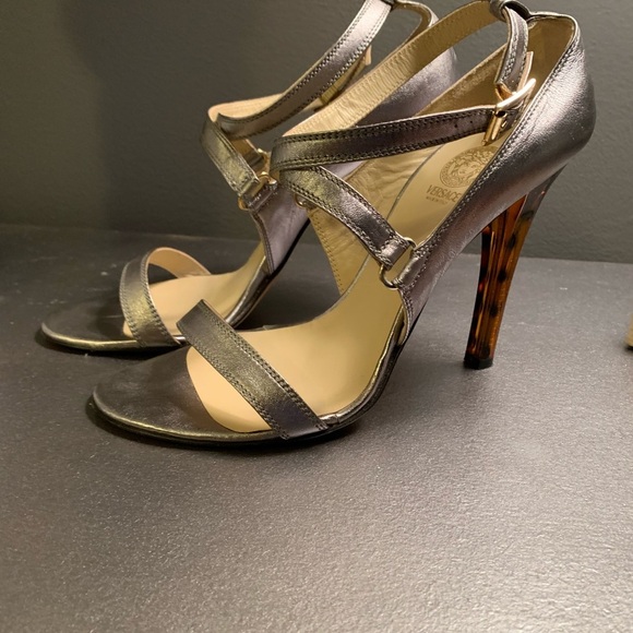 Versace Metallic Heeled Sandals - Picture 2 of 8